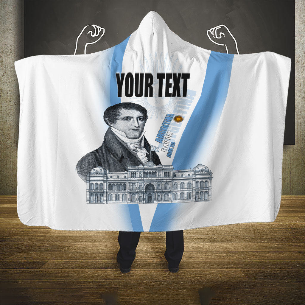 Custom Argentina Manuel Belgrano Hooded Blanket Flag Day - Patriotic Sun of May