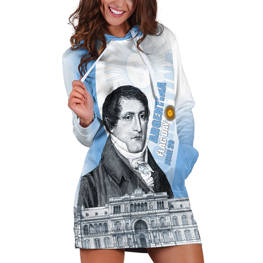 Custom Argentina Manuel Belgrano Hoodie Dress Flag Day - Patriotic Sun of May