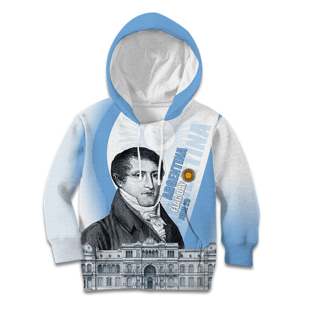 Custom Argentina Manuel Belgrano Kid Hoodie Flag Day - Patriotic Sun of May