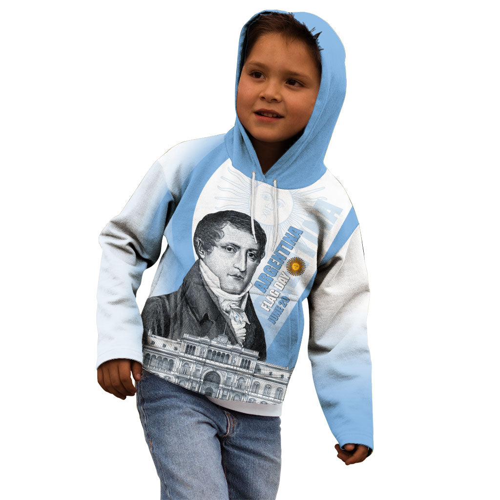 Custom Argentina Manuel Belgrano Kid Hoodie Flag Day - Patriotic Sun of May