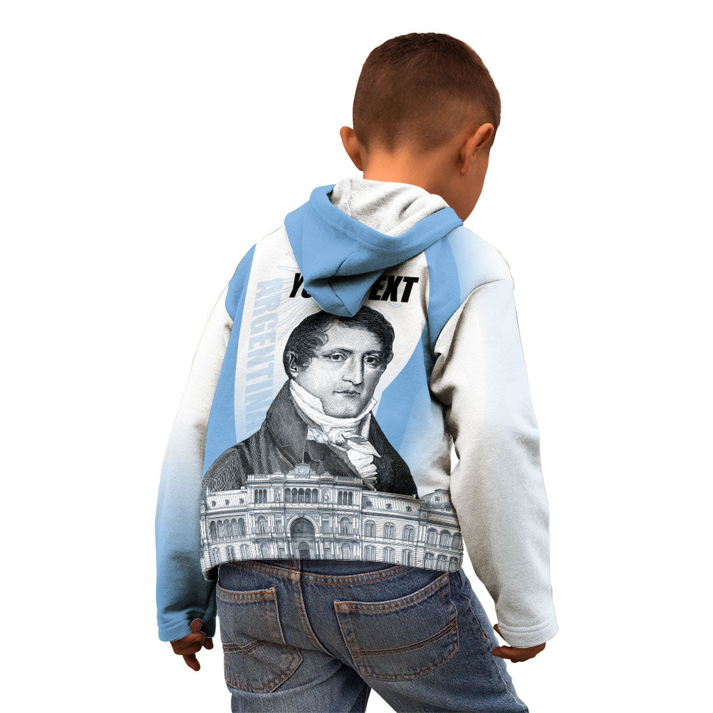 Custom Argentina Manuel Belgrano Kid Hoodie Flag Day - Patriotic Sun of May