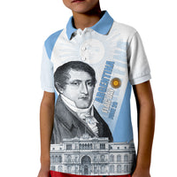 Custom Argentina Manuel Belgrano Kid Polo Shirt Flag Day - Patriotic Sun of May