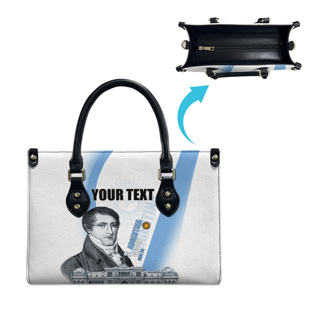 Custom Argentina Manuel Belgrano Leather Bag Flag Day - Patriotic Sun of May