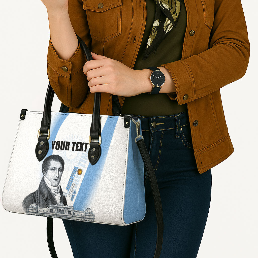 Custom Argentina Manuel Belgrano Leather Bag Flag Day - Patriotic Sun of May