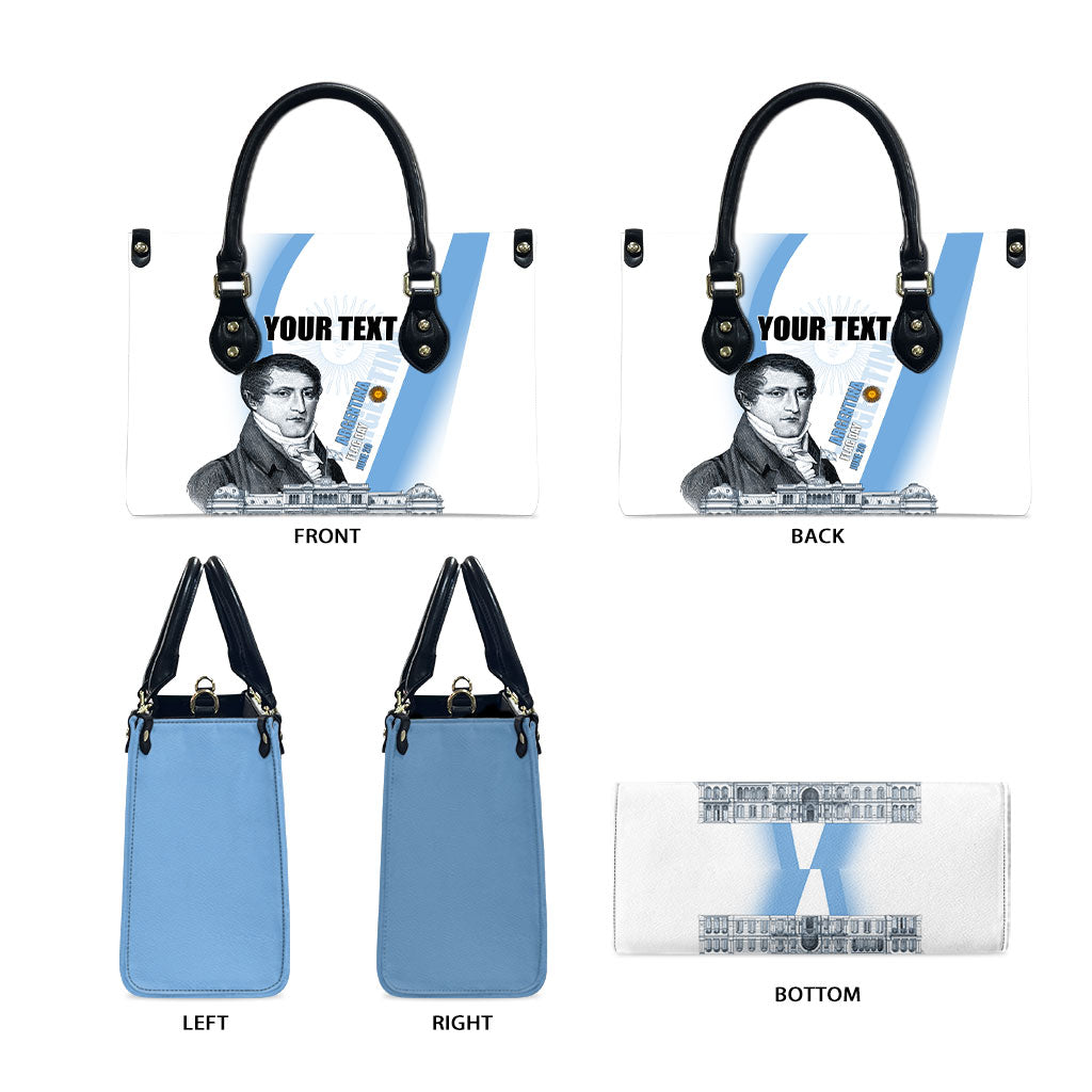 Custom Argentina Manuel Belgrano Leather Bag Flag Day - Patriotic Sun of May