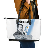 Custom Argentina Manuel Belgrano Leather Tote Bag Flag Day - Patriotic Sun of May