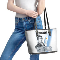 Custom Argentina Manuel Belgrano Leather Tote Bag Flag Day - Patriotic Sun of May