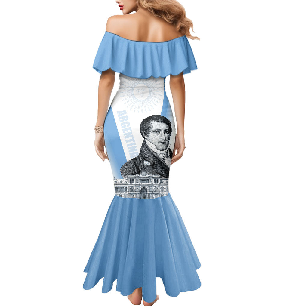 Custom Argentina Manuel Belgrano Mermaid Dress Flag Day - Patriotic Sun of May