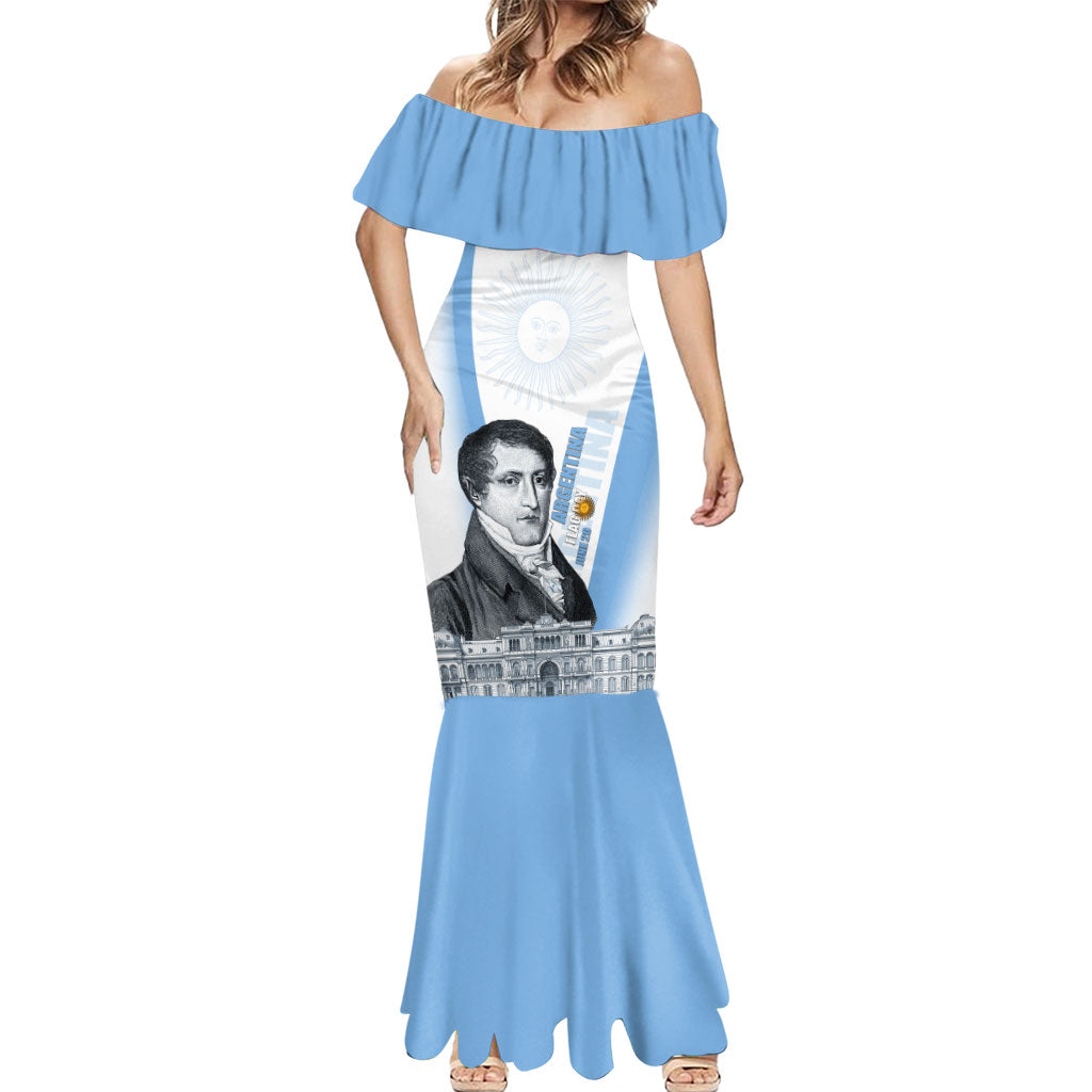 Custom Argentina Manuel Belgrano Mermaid Dress Flag Day - Patriotic Sun of May
