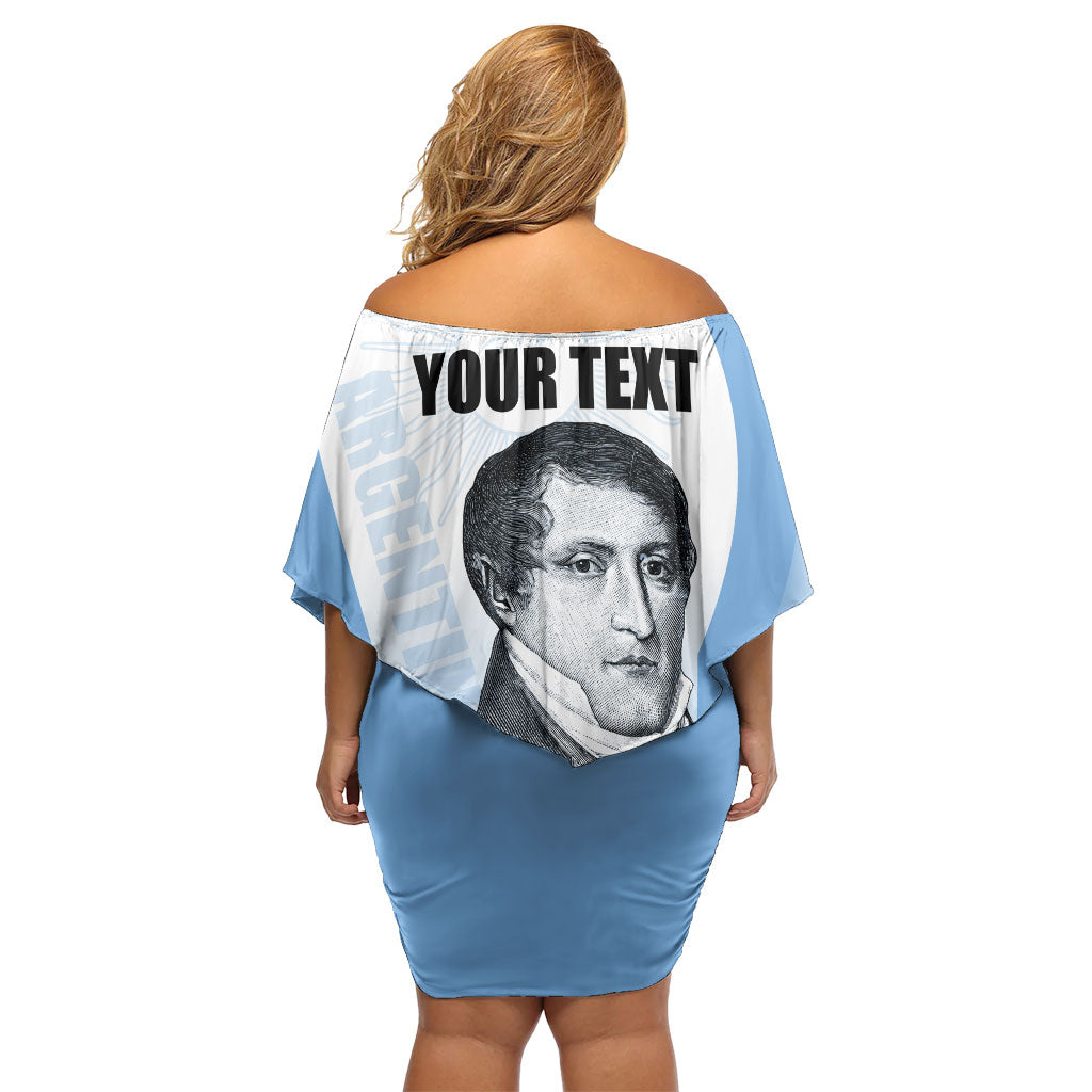 Custom Argentina Manuel Belgrano Off Shoulder Short Dress Flag Day - Patriotic Sun of May
