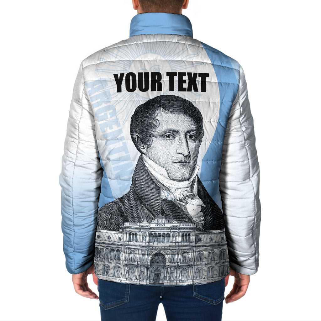 Custom Argentina Manuel Belgrano Padded Jacket Flag Day - Patriotic Sun of May
