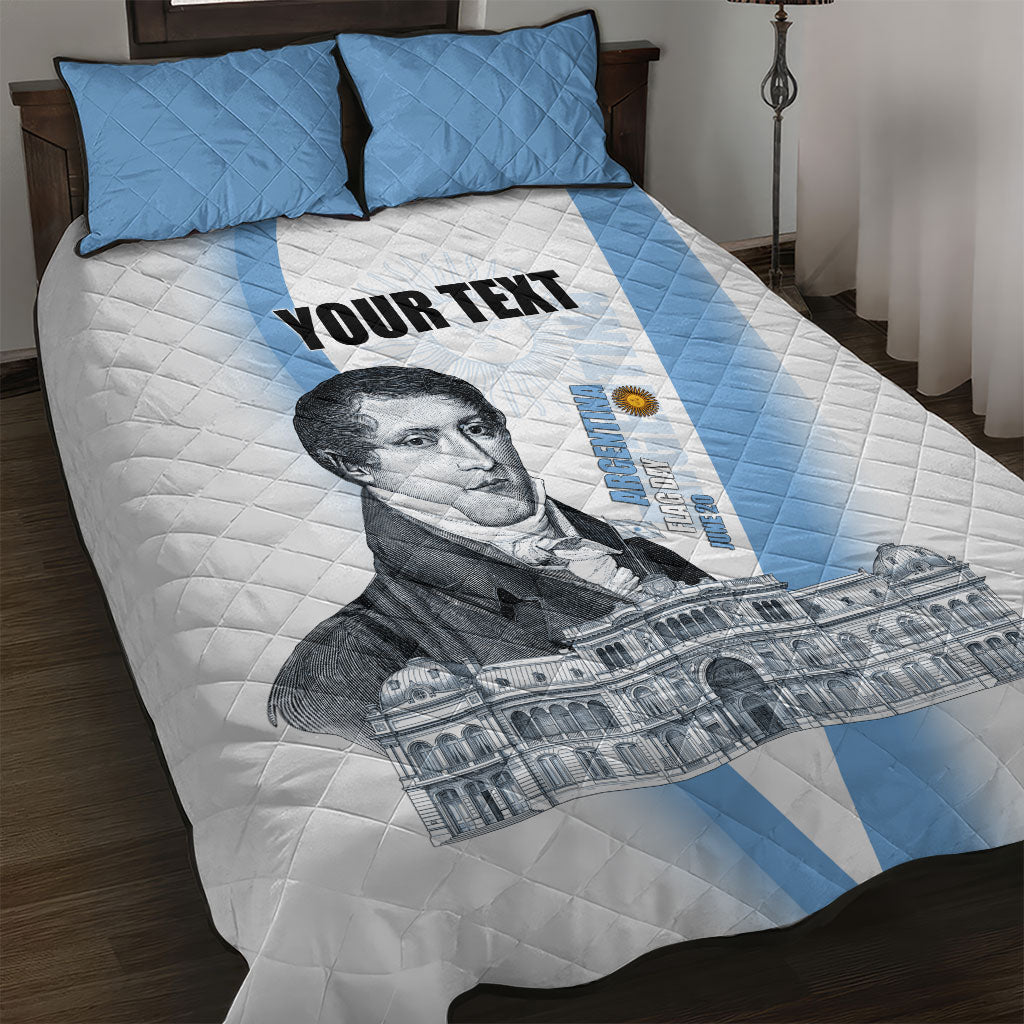 Custom Argentina Manuel Belgrano Quilt Bed Set Flag Day - Patriotic Sun of May