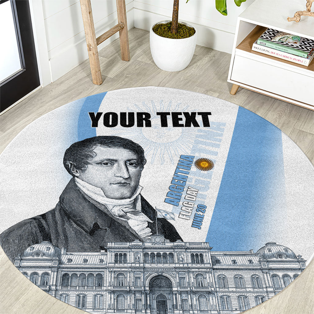 Custom Argentina Manuel Belgrano Round Carpet Flag Day - Patriotic Sun of May