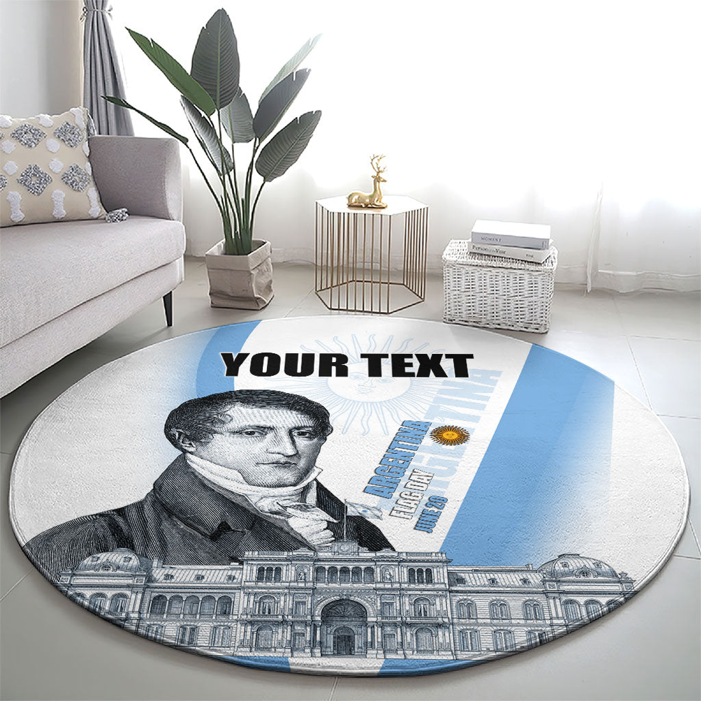 Custom Argentina Manuel Belgrano Round Carpet Flag Day - Patriotic Sun of May