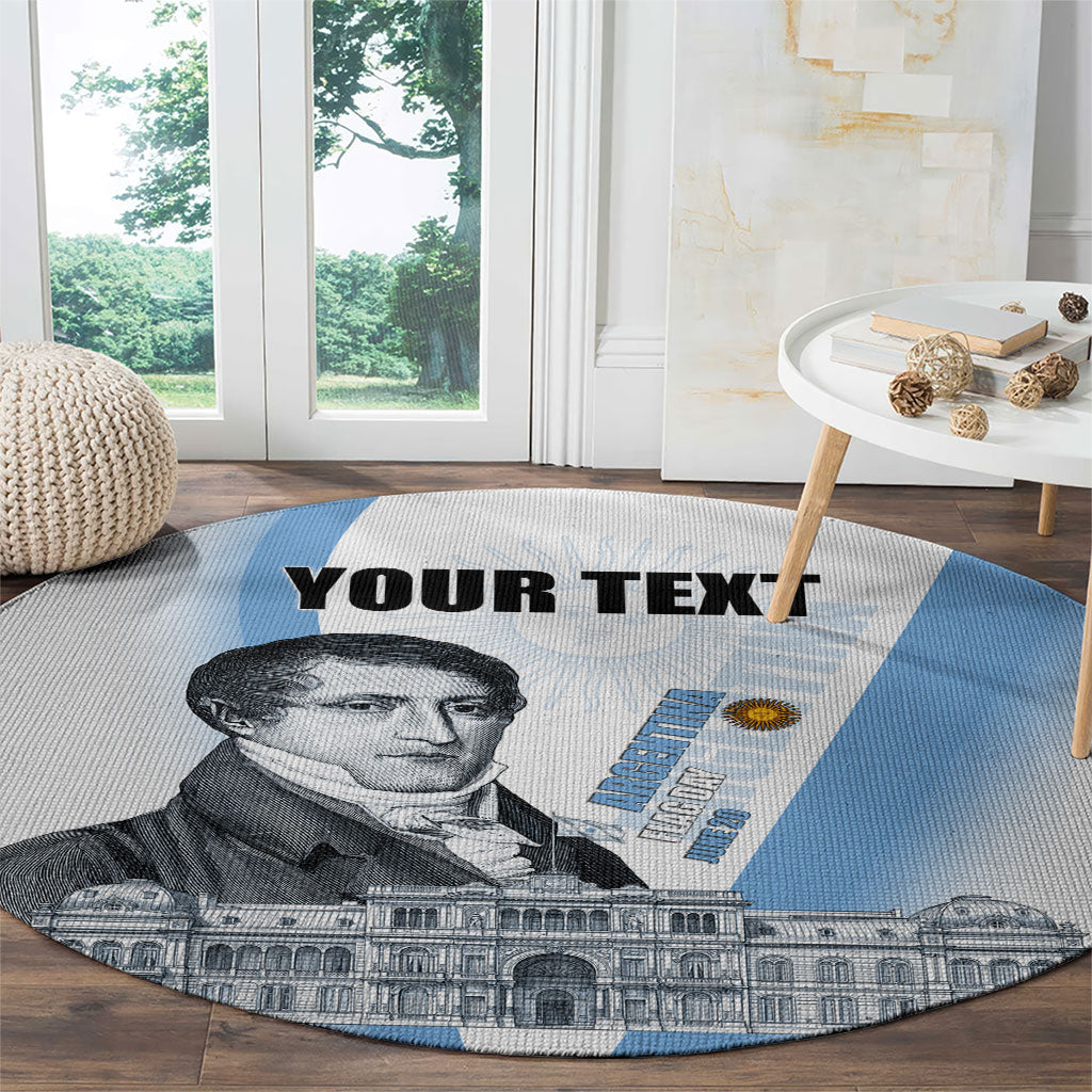 Custom Argentina Manuel Belgrano Round Carpet Flag Day - Patriotic Sun of May