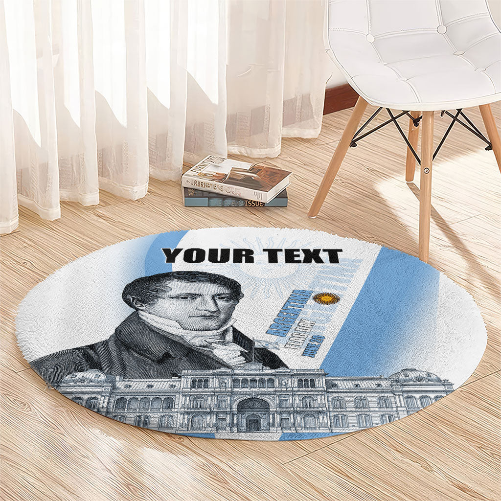 Custom Argentina Manuel Belgrano Round Carpet Flag Day - Patriotic Sun of May