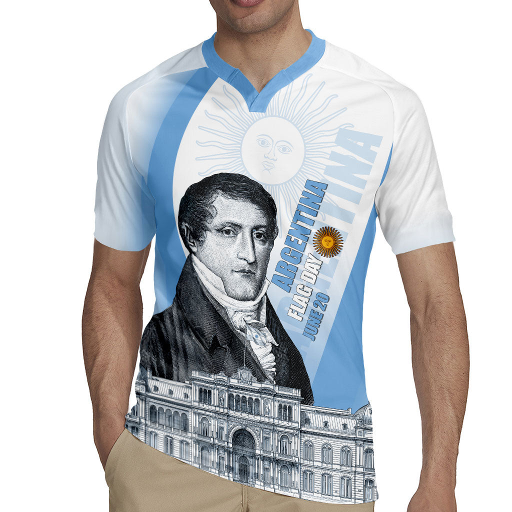 Custom Argentina Manuel Belgrano Rugby Jersey Flag Day - Patriotic Sun of May
