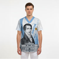 Custom Argentina Manuel Belgrano Scrub Top Flag Day - Patriotic Sun of May