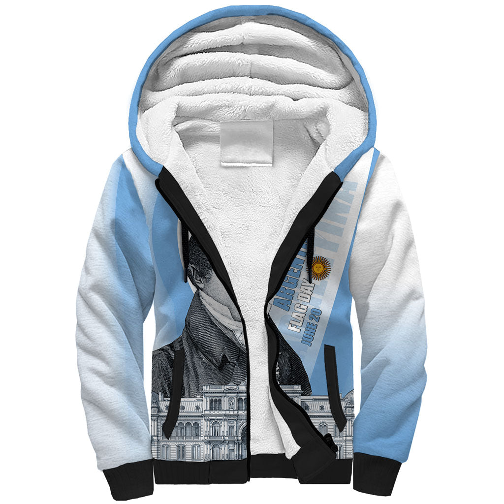 Custom Argentina Manuel Belgrano Sherpa Hoodie Flag Day - Patriotic Sun of May