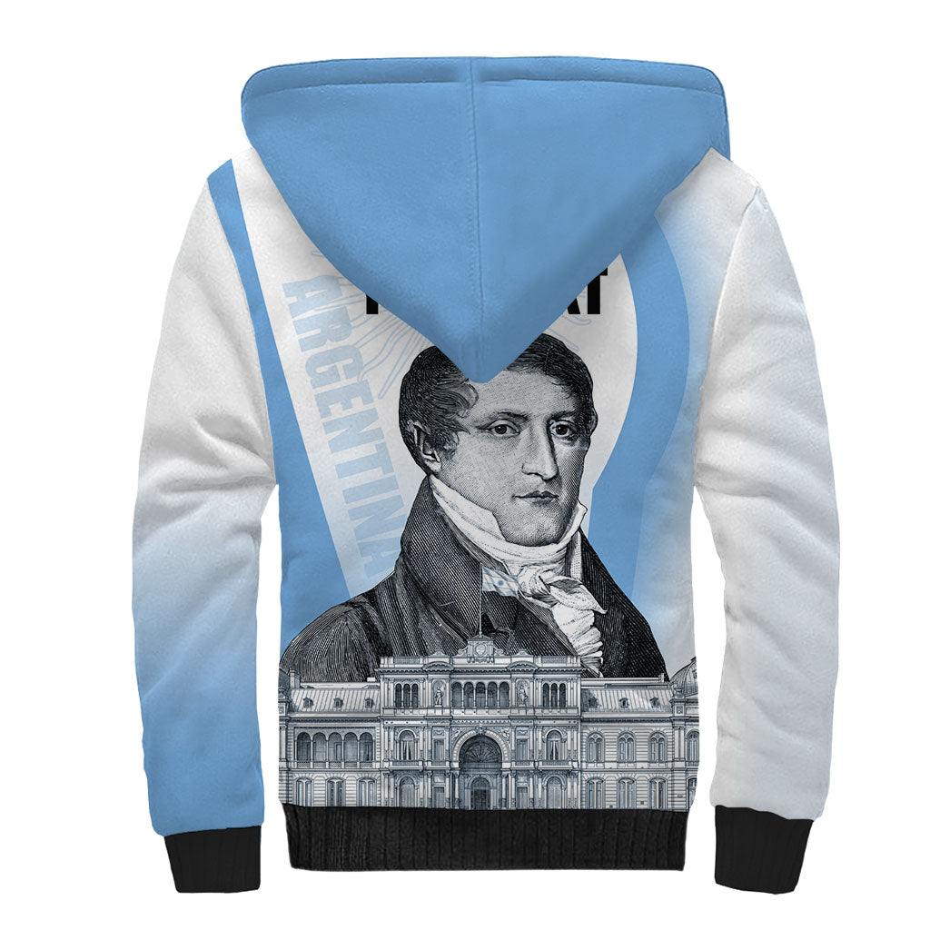 Custom Argentina Manuel Belgrano Sherpa Hoodie Flag Day - Patriotic Sun of May