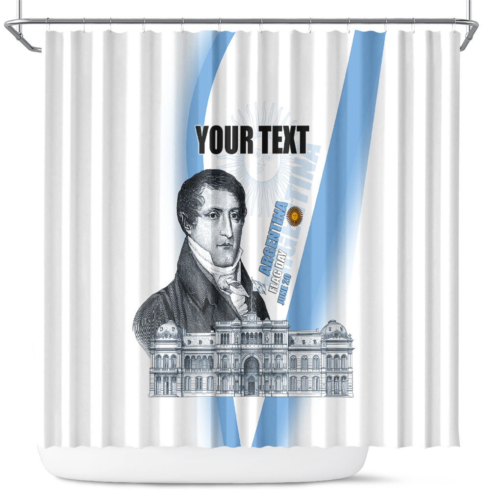 Custom Argentina Manuel Belgrano Shower Curtain Flag Day - Patriotic Sun of May