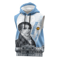 Custom Argentina Manuel Belgrano Sleeveless Hoodie Flag Day - Patriotic Sun of May