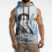 Custom Argentina Manuel Belgrano Sleeveless Hoodie Flag Day - Patriotic Sun of May