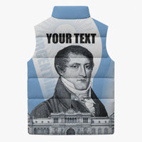 Custom Argentina Manuel Belgrano Sleeveless Puffer Jacket Flag Day - Patriotic Sun of May