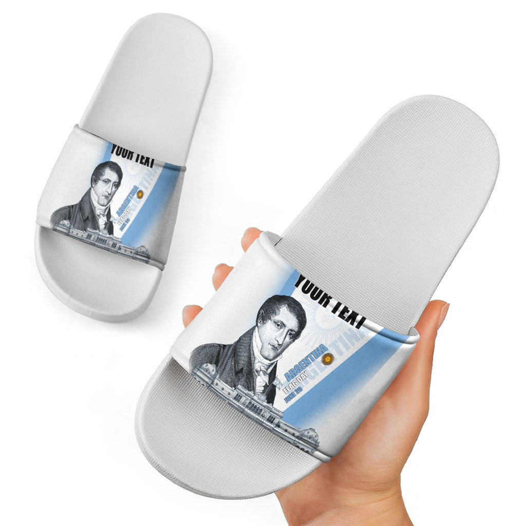 Custom Argentina Manuel Belgrano Slide Sandals Flag Day - Patriotic Sun of May