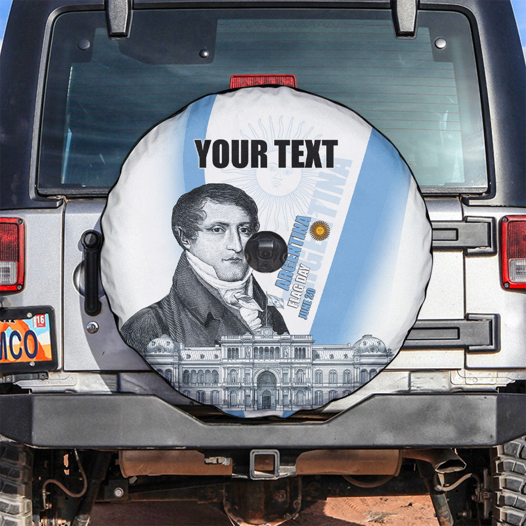 Custom Argentina Manuel Belgrano Spare Tire Cover Flag Day - Patriotic Sun of May