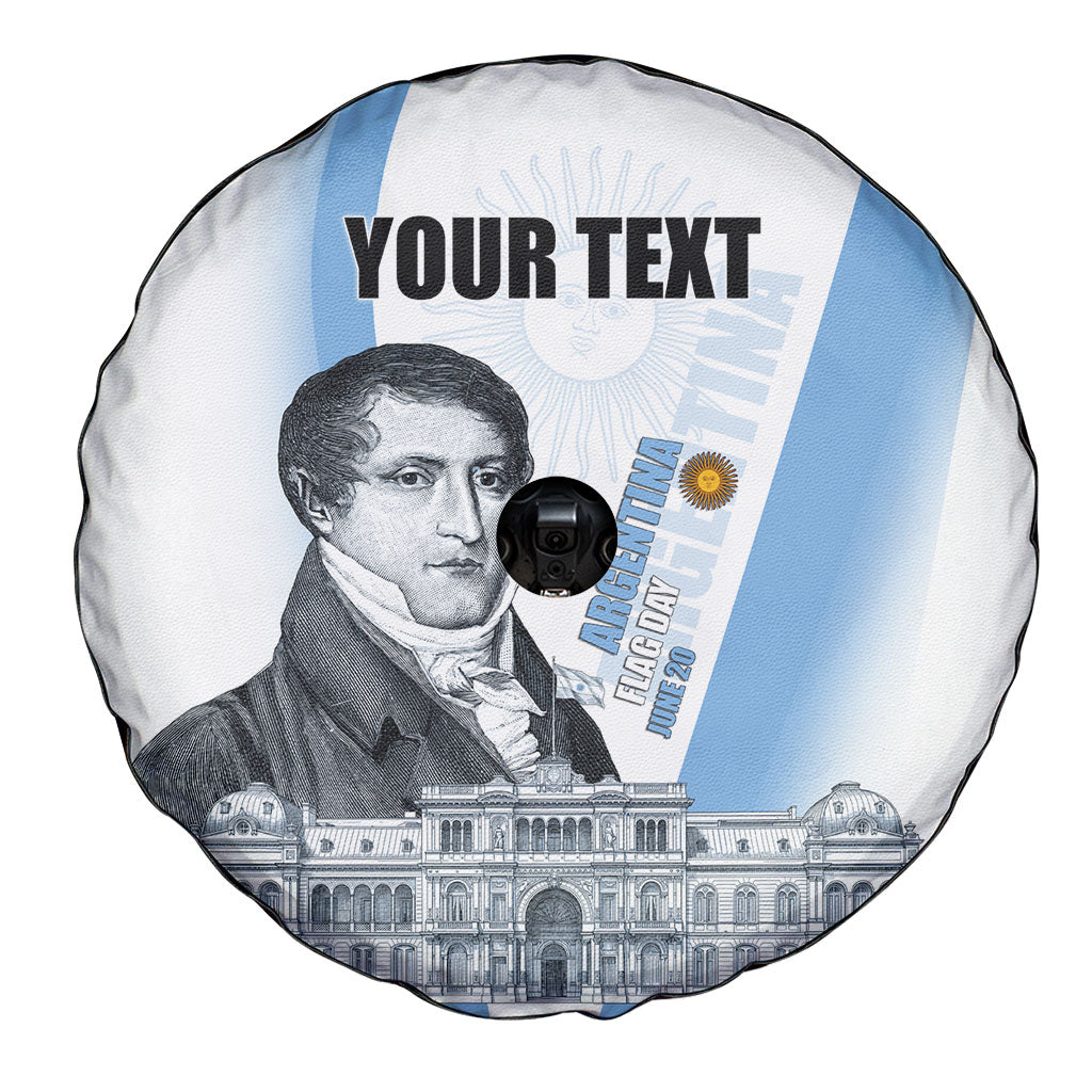Custom Argentina Manuel Belgrano Spare Tire Cover Flag Day - Patriotic Sun of May