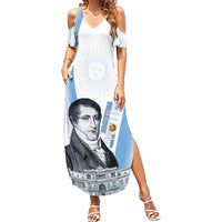 Custom Argentina Manuel Belgrano Summer Maxi Dress Flag Day - Patriotic Sun of May