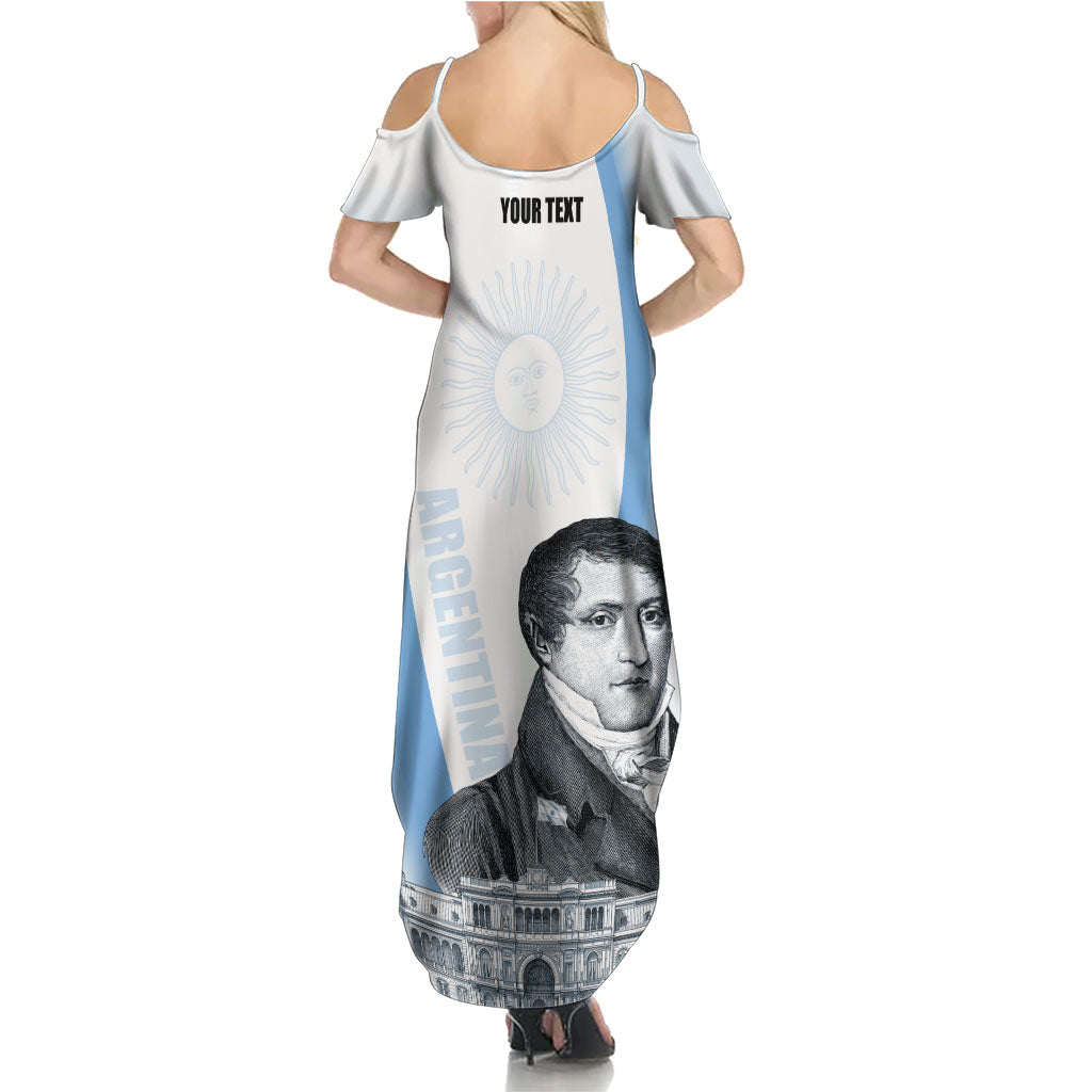 Custom Argentina Manuel Belgrano Summer Maxi Dress Flag Day - Patriotic Sun of May
