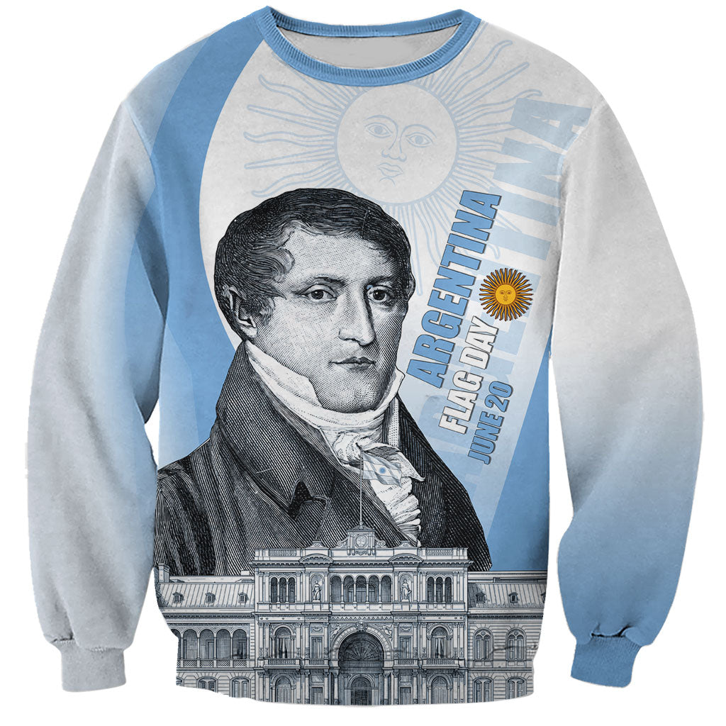 Custom Argentina Manuel Belgrano Sweatshirt Flag Day - Patriotic Sun of May