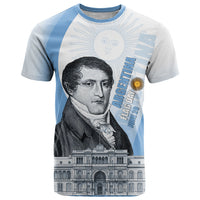 Custom Argentina Manuel Belgrano T Shirt Flag Day - Patriotic Sun of May