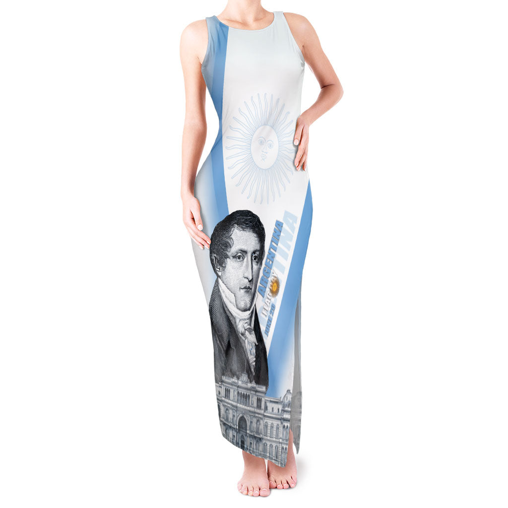Custom Argentina Manuel Belgrano Tank Maxi Dress Flag Day - Patriotic Sun of May