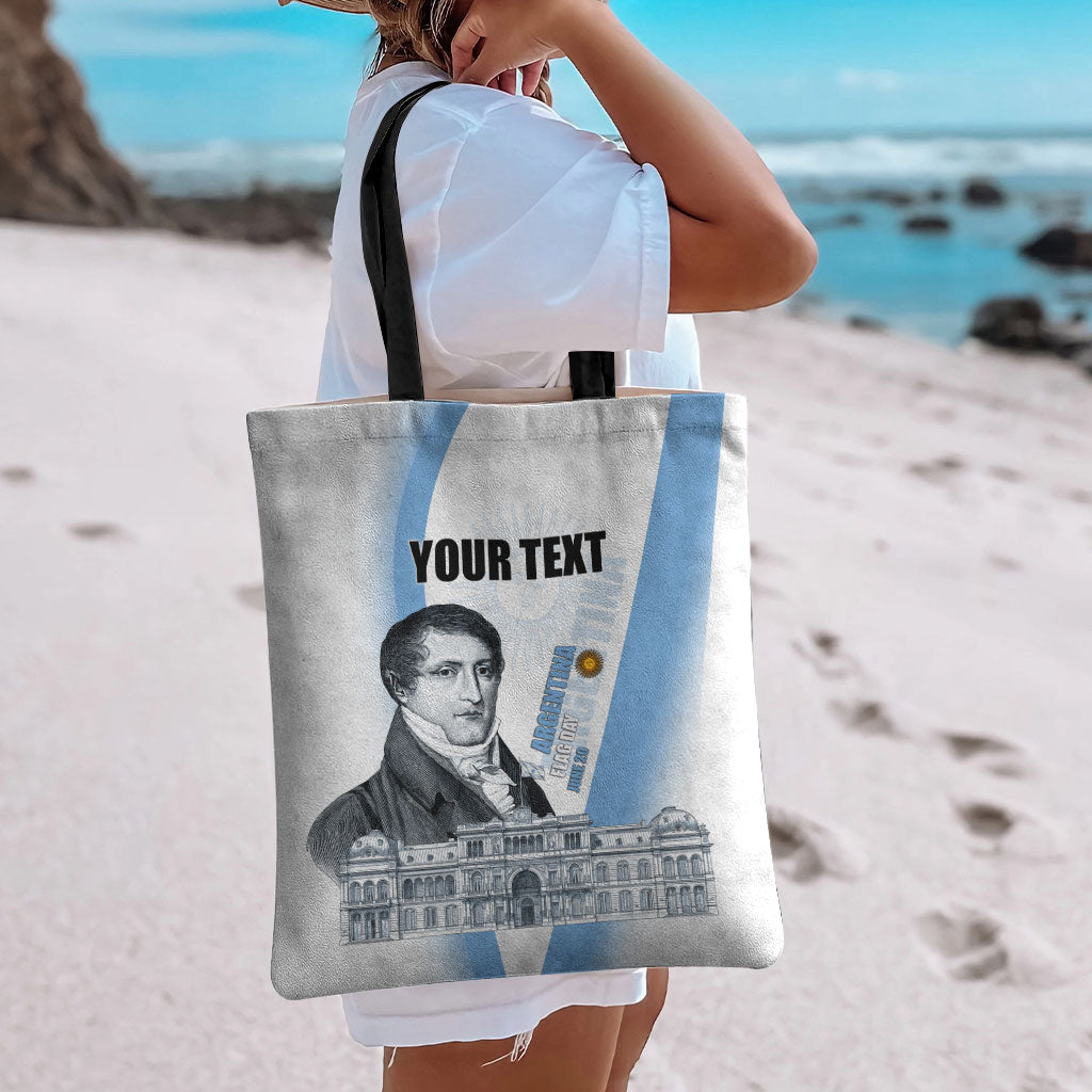 Custom Argentina Manuel Belgrano Tote Bag Flag Day - Patriotic Sun of May