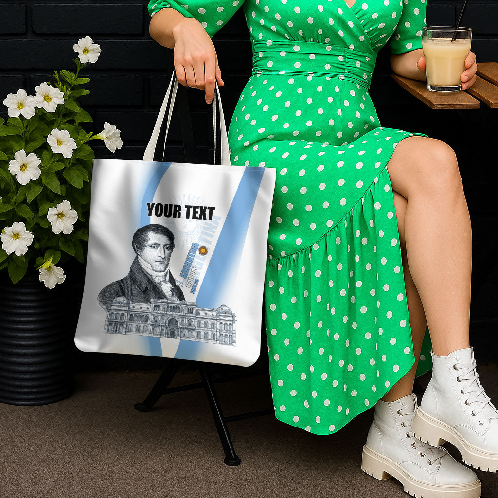 Custom Argentina Manuel Belgrano Tote Bag Flag Day - Patriotic Sun of May