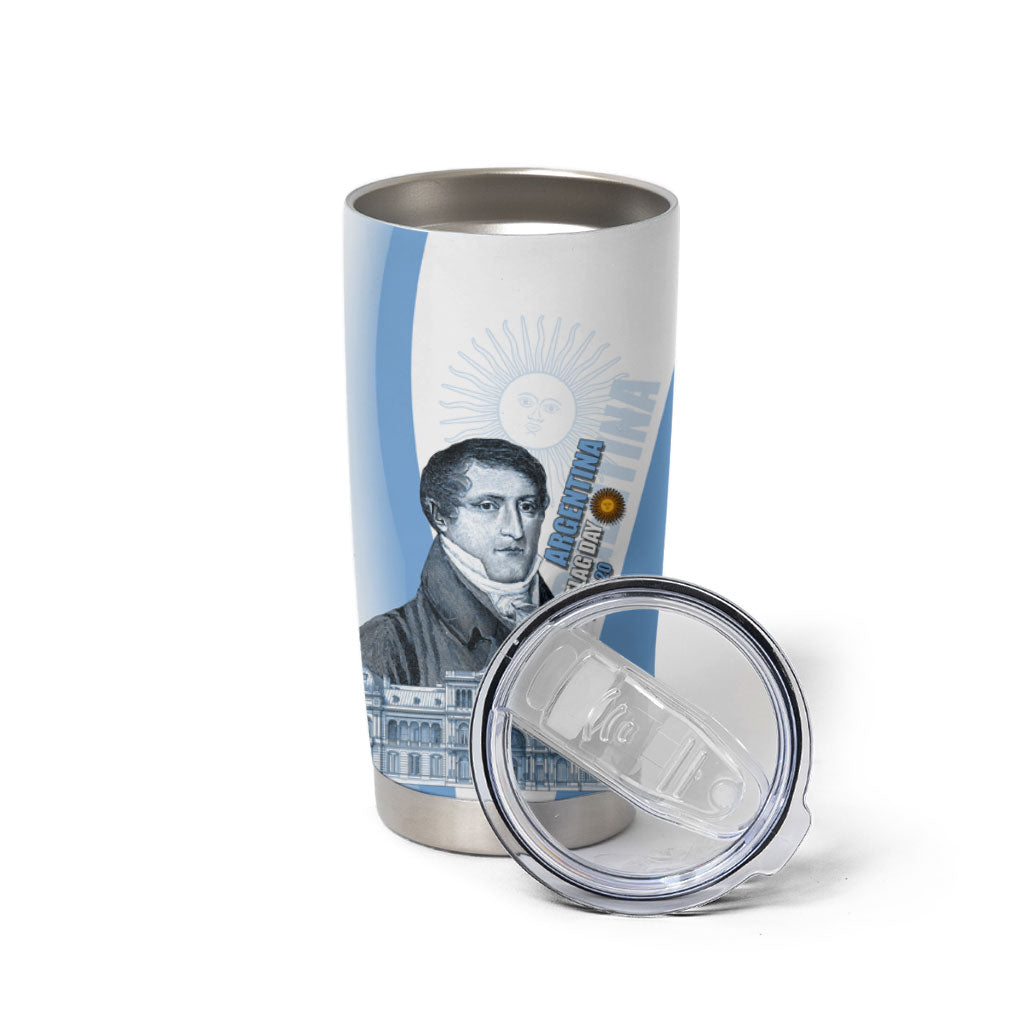 Custom Argentina Manuel Belgrano Tumbler Cup Flag Day - Patriotic Sun of May