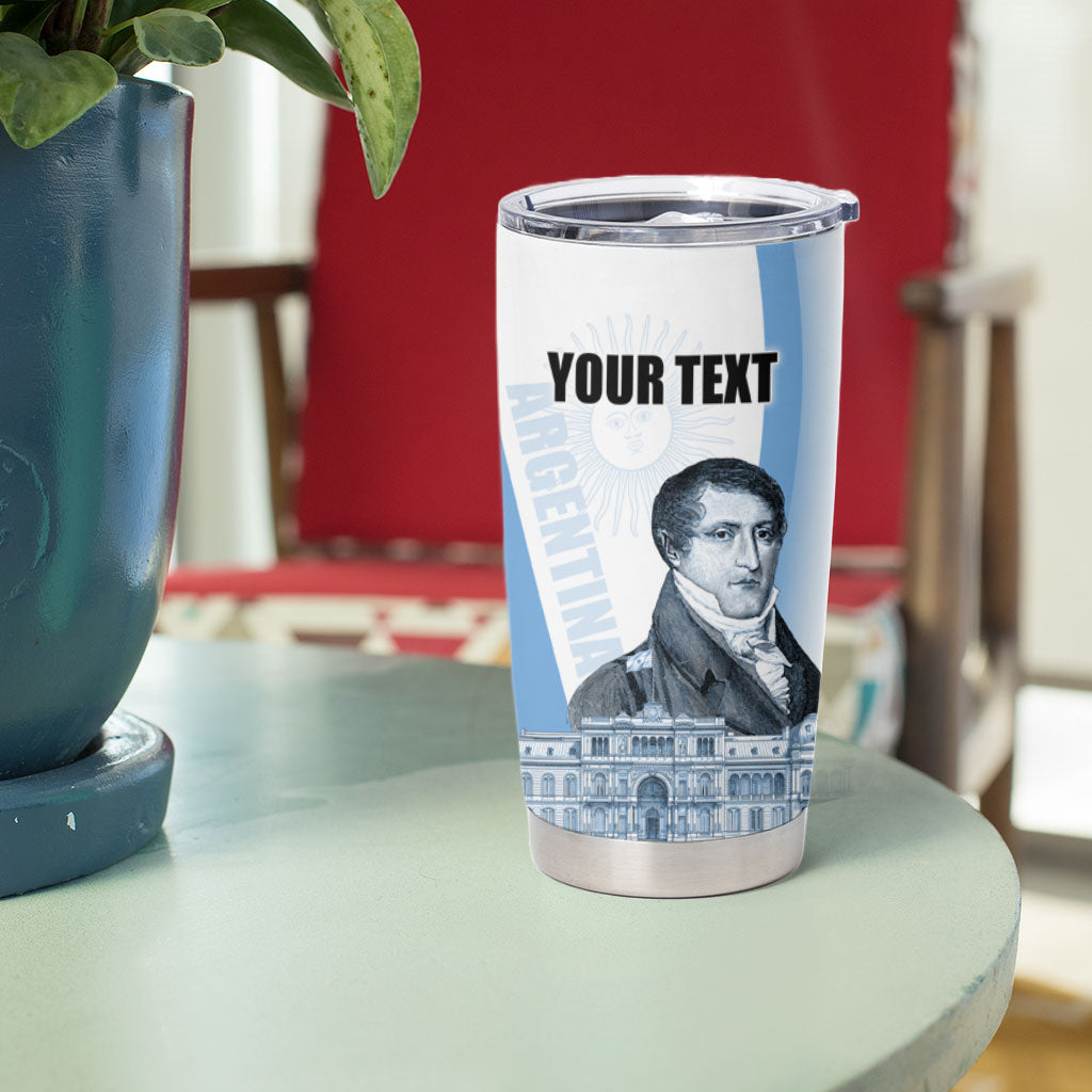 Custom Argentina Manuel Belgrano Tumbler Cup Flag Day - Patriotic Sun of May