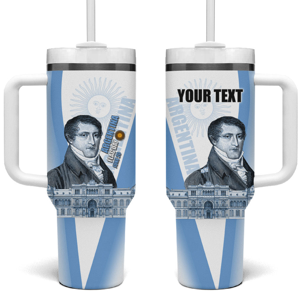 Custom Argentina Manuel Belgrano Tumbler With Handle Flag Day - Patriotic Sun of May