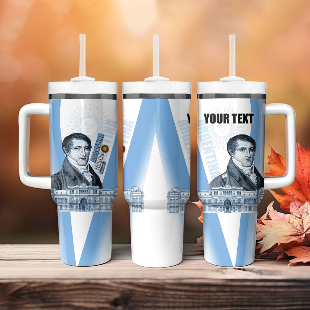 Custom Argentina Manuel Belgrano Tumbler With Handle Flag Day - Patriotic Sun of May