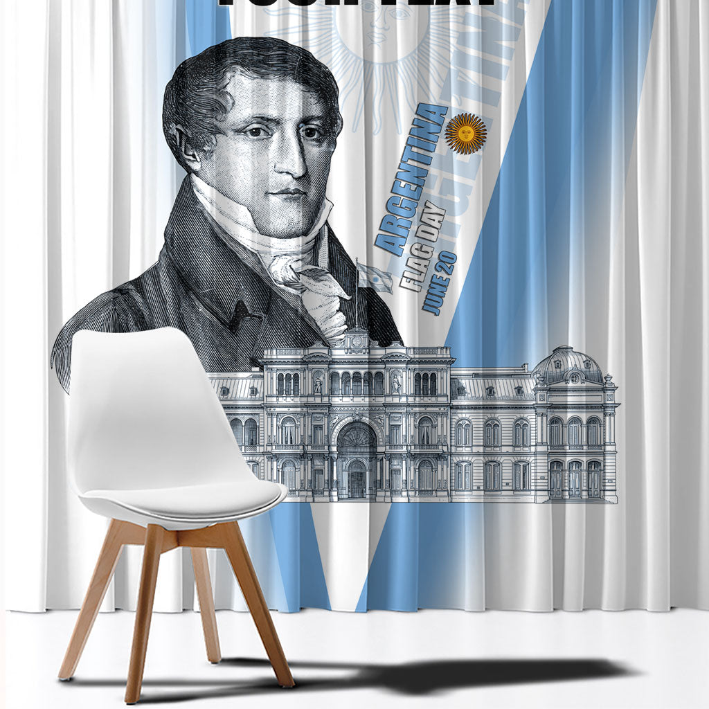 Custom Argentina Manuel Belgrano Window Curtain Flag Day - Patriotic Sun of May