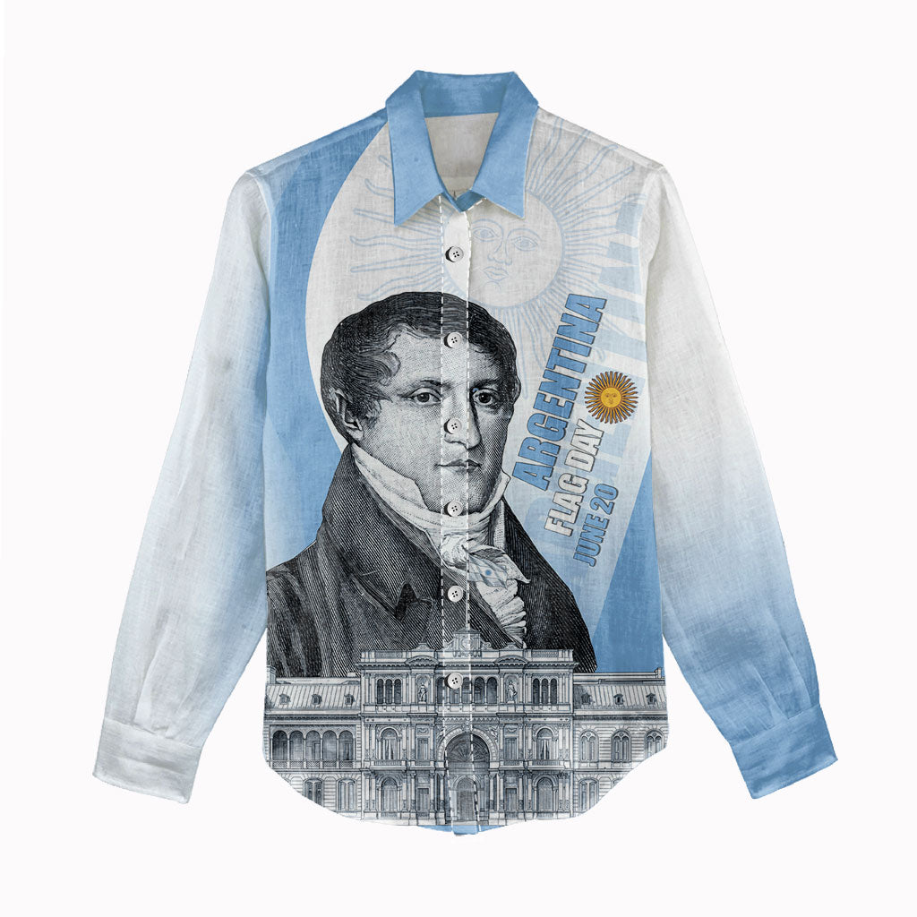 Custom Argentina Manuel Belgrano Women Casual Shirt Flag Day - Patriotic Sun of May