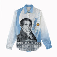 Custom Argentina Manuel Belgrano Women Casual Shirt Flag Day - Patriotic Sun of May