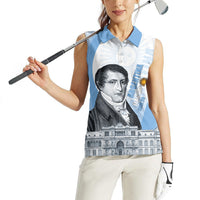 Custom Argentina Manuel Belgrano Women Sleeveless Polo Shirt Flag Day - Patriotic Sun of May