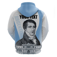 Custom Argentina Manuel Belgrano Zip Hoodie Flag Day - Patriotic Sun of May
