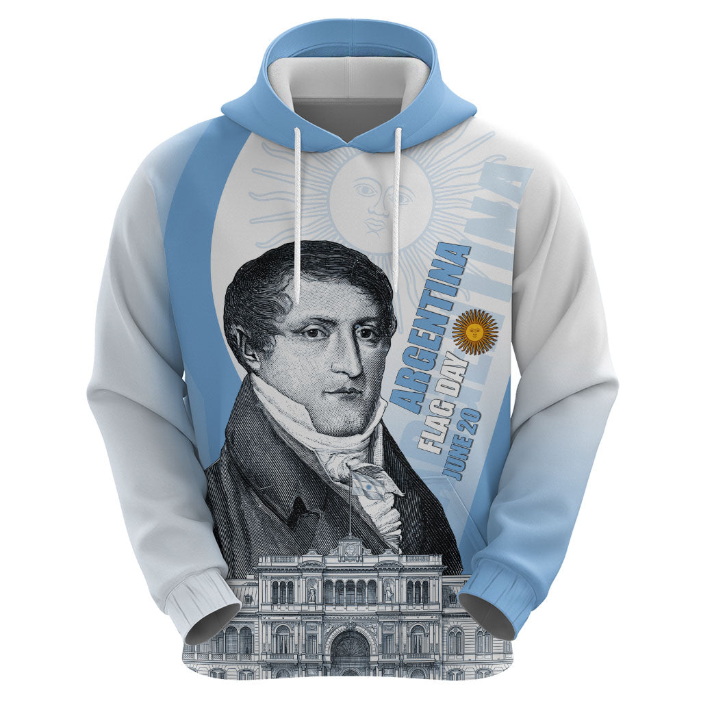 Custom Argentina Manuel Belgrano Zip Hoodie Flag Day - Patriotic Sun of May
