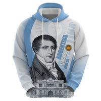 Custom Argentina Manuel Belgrano Zip Hoodie Flag Day - Patriotic Sun of May