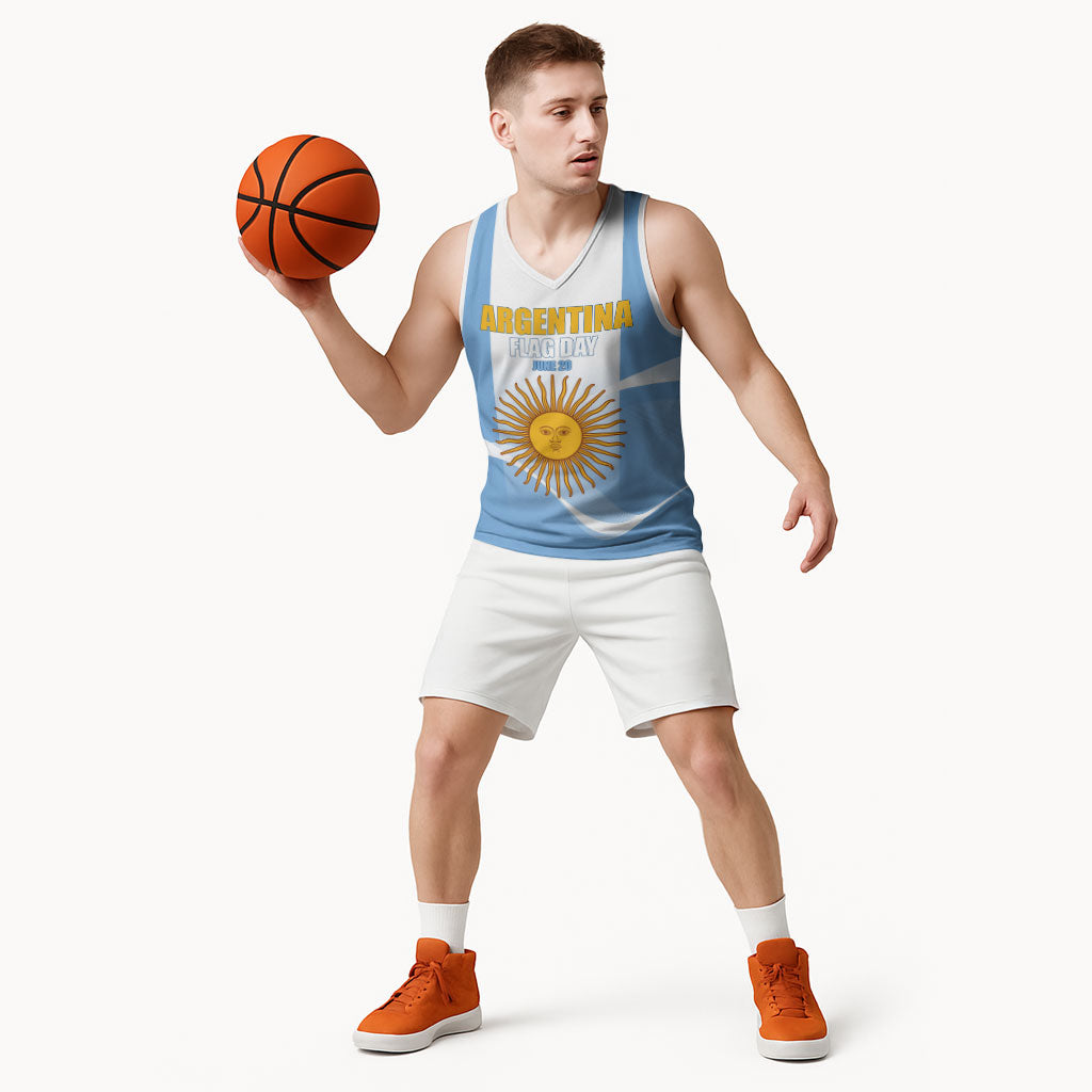 Personalized Argentina Flag Day Basketball Jersey Sun Of May Sol De Mayo - National Emblem Patriotism